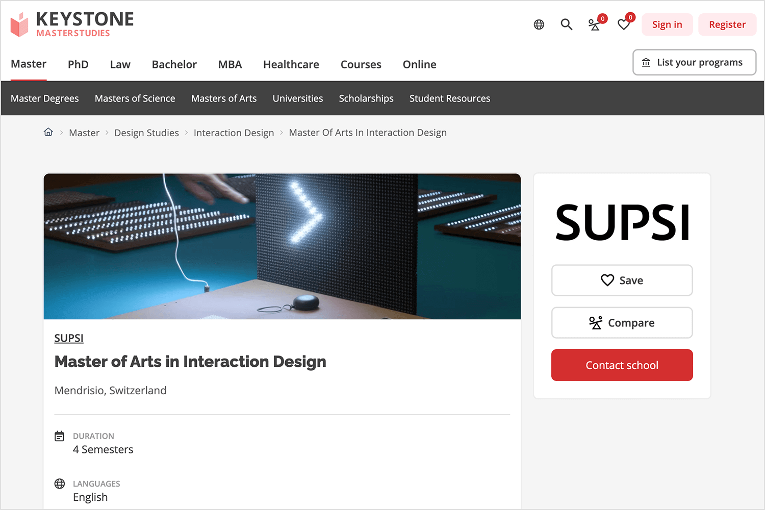masters in interaction design in switzerland