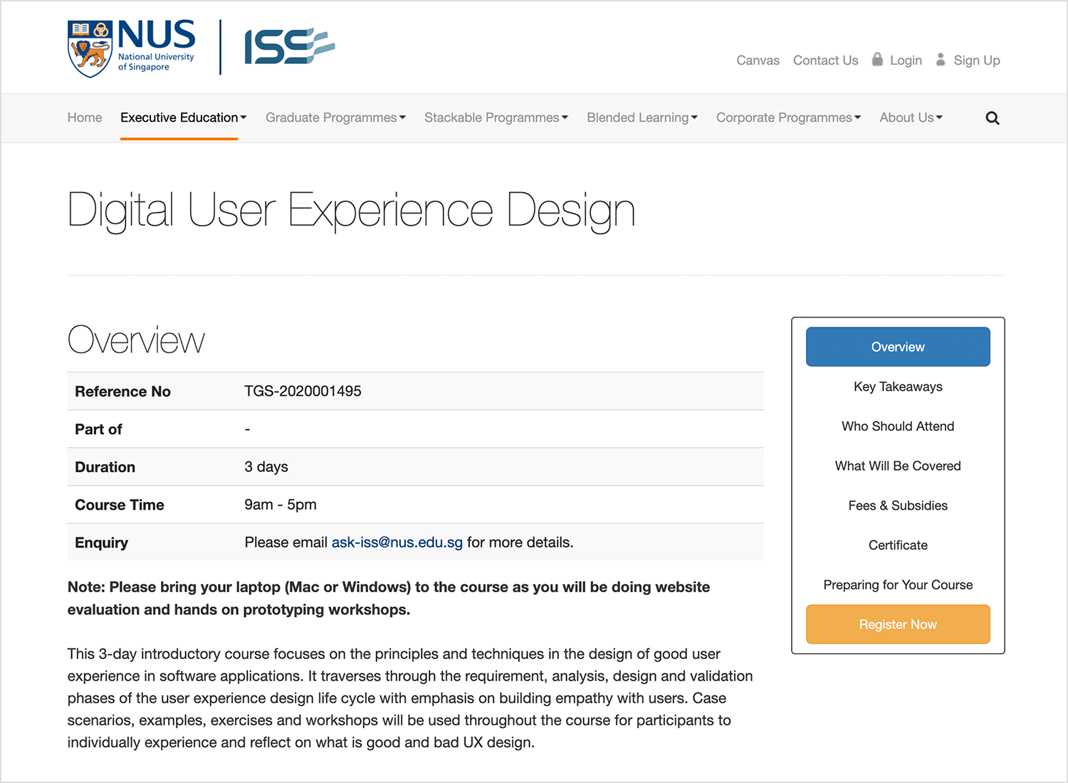 National University of Singapore - UX design course